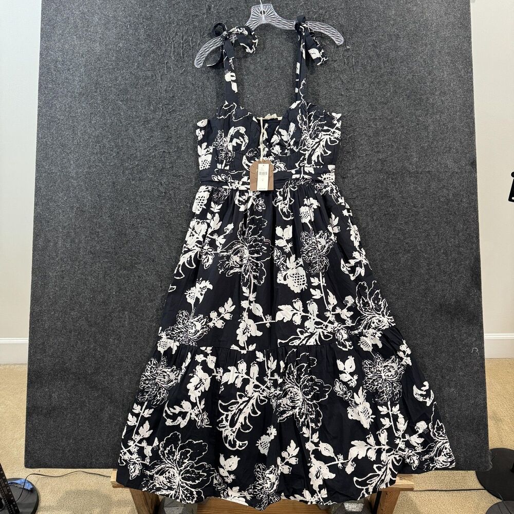 Forever That Girl Dress Women's Medium Black Navy Floral Sundress Anthropologie